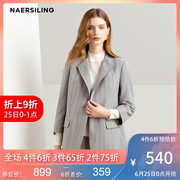 NAERSILING Erling WOMENS BRIGHT GRAY sọc NHỎ SPRING SUIT VÀ THU MỎNG COAT 2020 NEW BODY-NỐI SUIT