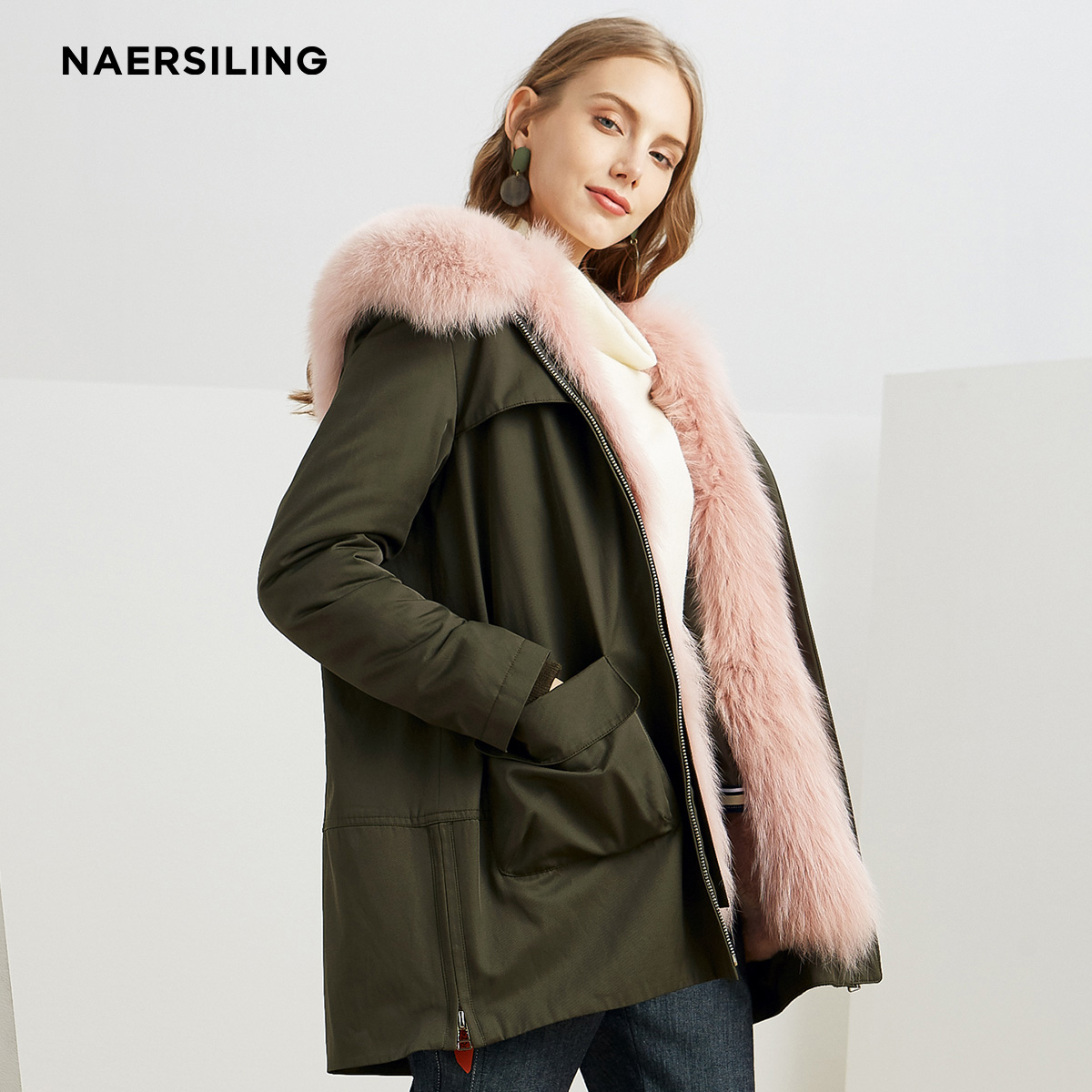 NAERSILING ENLING womenswear PIE vượt qua FUR can đảm để giữ ấm vào mùa đông áo khoác mùa đông MỚI VỚI MALL