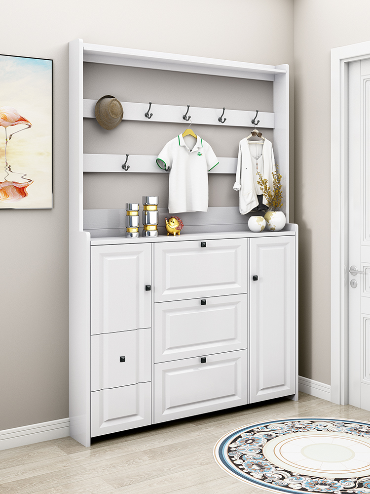 Ultra-thin shoe cabinet 17cm simple modern dump door foyer cabinet space-saving household storage cabinet Entrance cabinet Hanger one