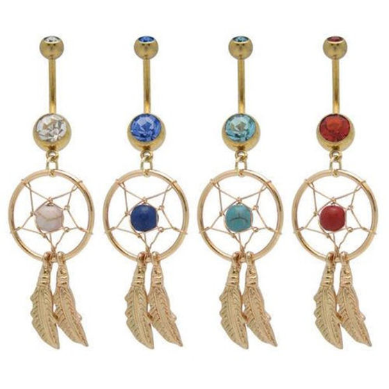 Export Dreamcatcher 316L medical stainless steel belly button ring navel nail dreamcatcherbellyrings