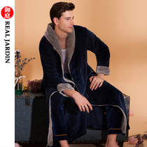 New mens winter coral velvet robe couple pajamas plus size Spring and Autumn Winter padded flannel