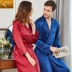 Cô Shu Silk Square Bộ đồ ngủ bằng lụa Mulberry Lace Up Long Pyjama Áo choàng tắm Cặp đôi Hôn nhân Dịch vụ tại nhà Đàn ông Xuân Thu Hè - Night Robe