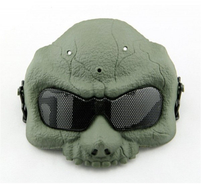 Double belt half face Skull skull mask CS field protective face CF Tactical protective mouth steel wire mesh CS protective mask