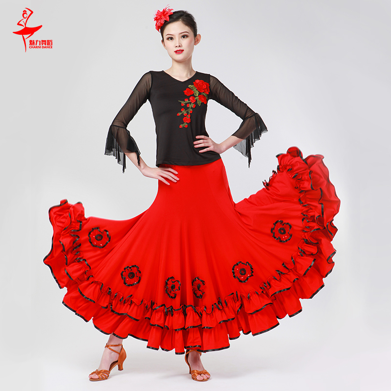 Ballroom dance skirt skirt skirt large skirt high-grade practice performance dress ladies modern dance skirt practice suit set