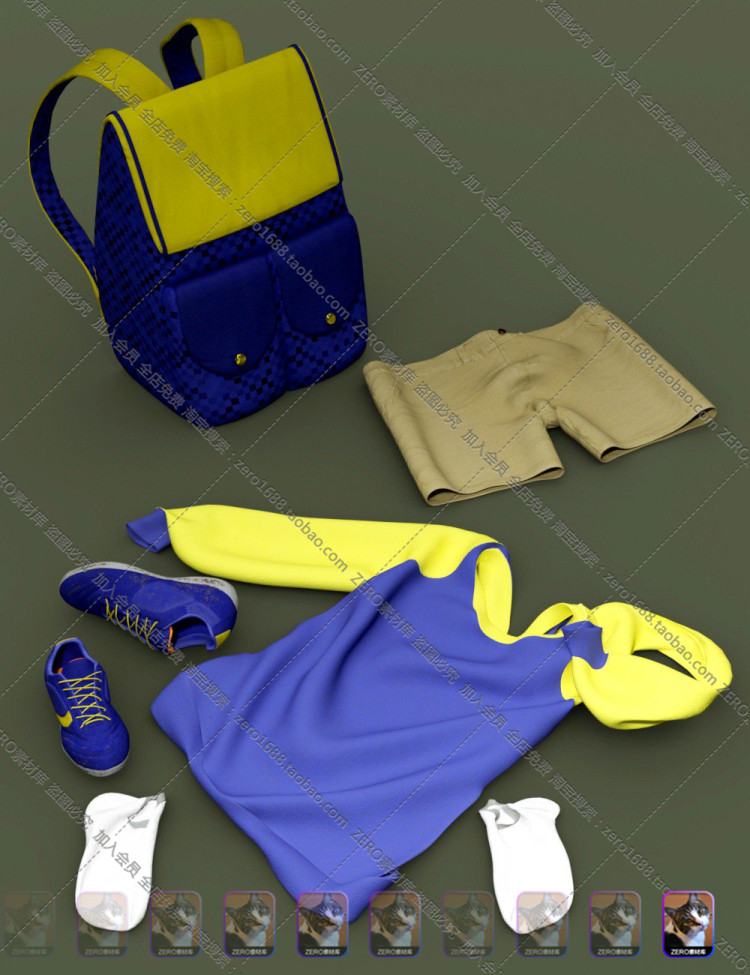 图片[14]-J3722-可爱卡通男孩角色含服装书包DAZ 3D素材DAZ Studio模型合集-cg男孩