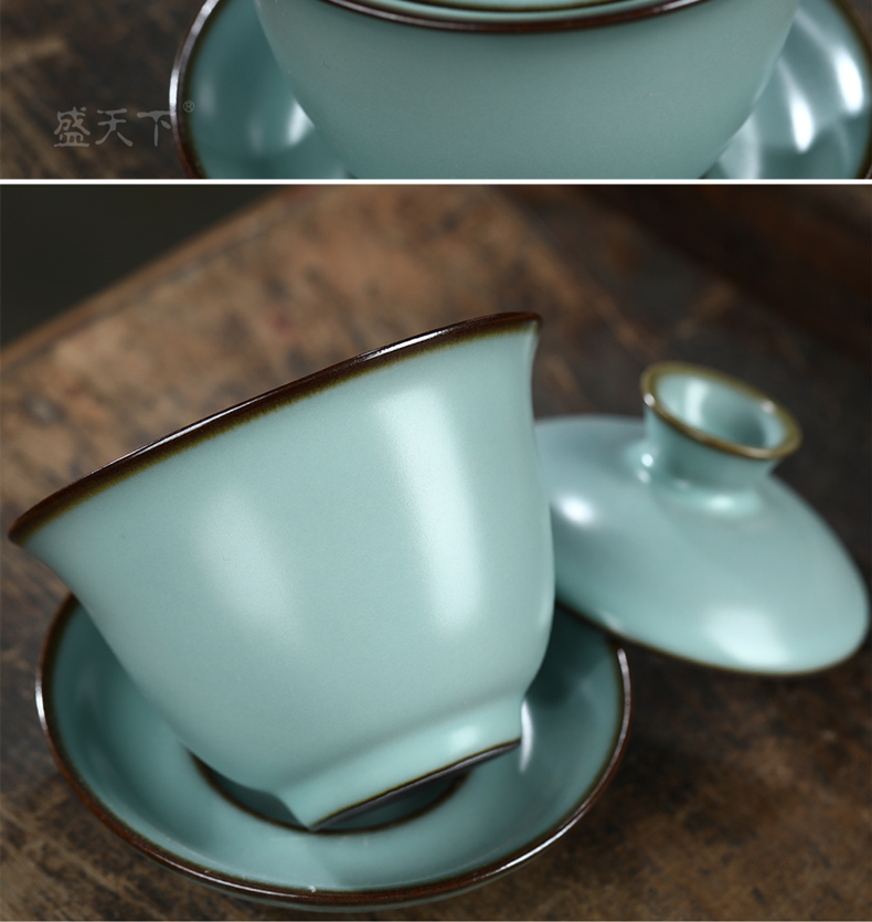 Dipping glaze tureen tea cup three only a single bowl of kung fu tea set embryo glaze ceramic tea bowl iron hand grasp medium bowl of tea