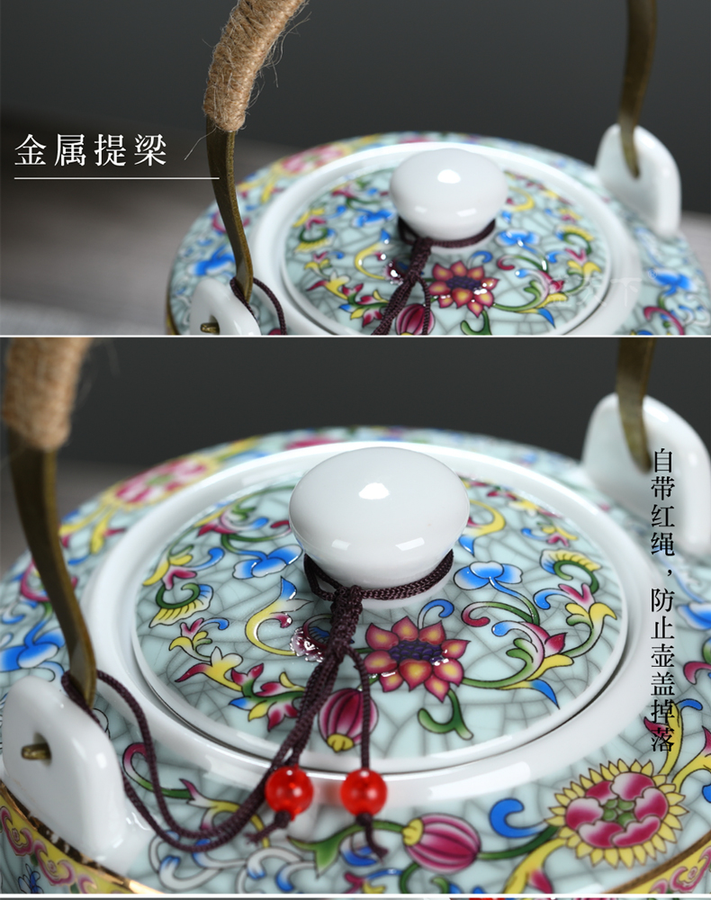 Cool high - capacity ceramic kettle home old Chinese blue and white porcelain teapot large girder cold pot pot of belt filter