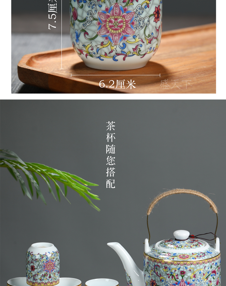 Cool high - capacity ceramic kettle home old Chinese blue and white porcelain teapot large girder cold pot pot of belt filter