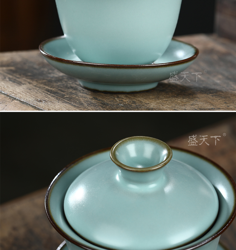 Dipping glaze tureen tea cup three only a single bowl of kung fu tea set embryo glaze ceramic tea bowl iron hand grasp medium bowl of tea