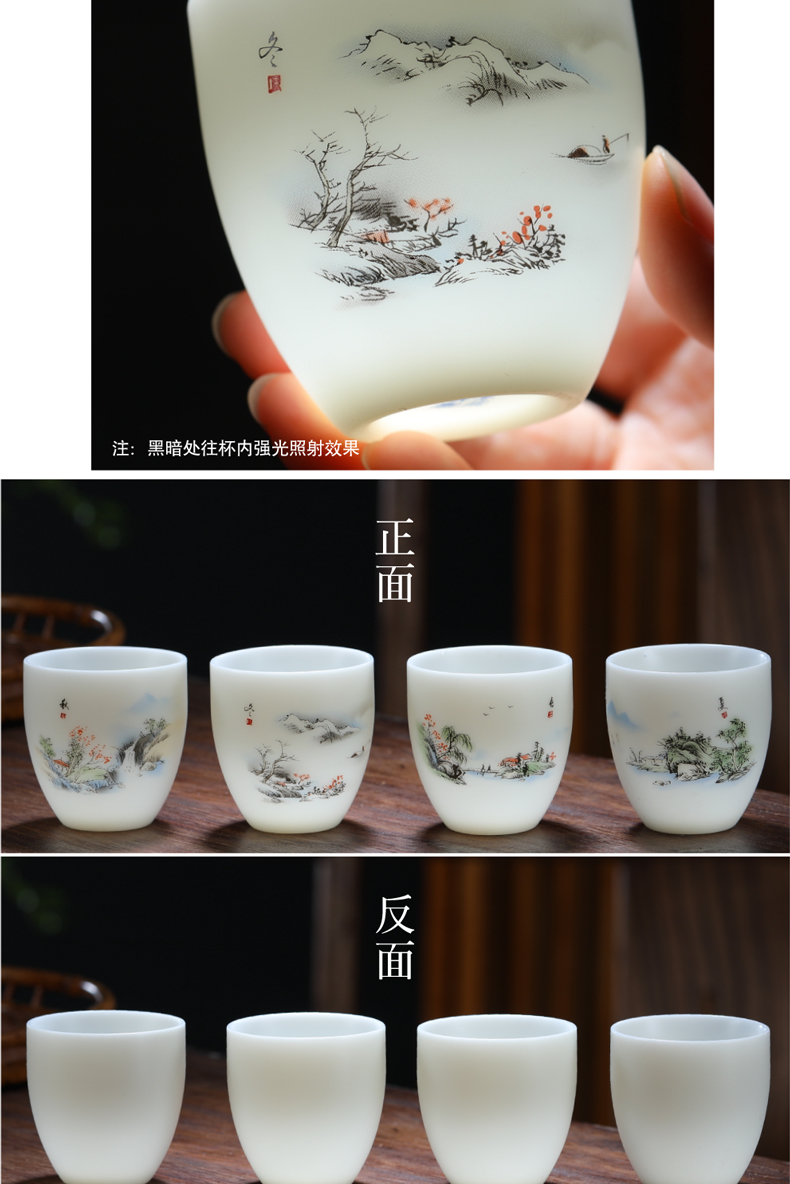 Suet jade ceramic biscuit firing master cup white porcelain individual sample tea cup special single CPU spring, summer, autumn and winter kung fu tea cups