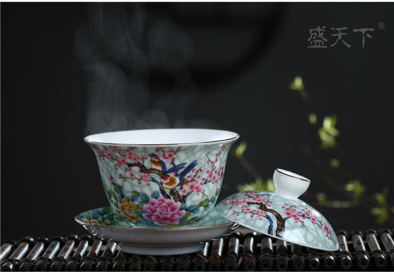 Jingdezhen ceramic only three tureen tea bowl of kung fu tea tea worship finger bowl medium bowl cups of tea