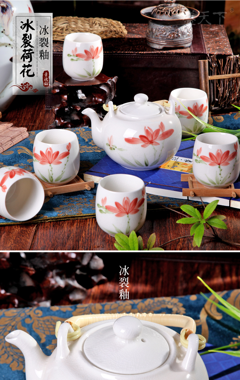 Jingdezhen ceramic tea set pastel kung fu tea set large capacity cup girder tea set gift set the teapot