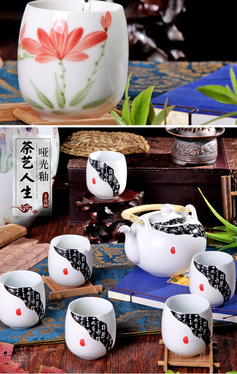 Jingdezhen ceramic tea set pastel kung fu tea set large capacity cup girder tea set gift set the teapot