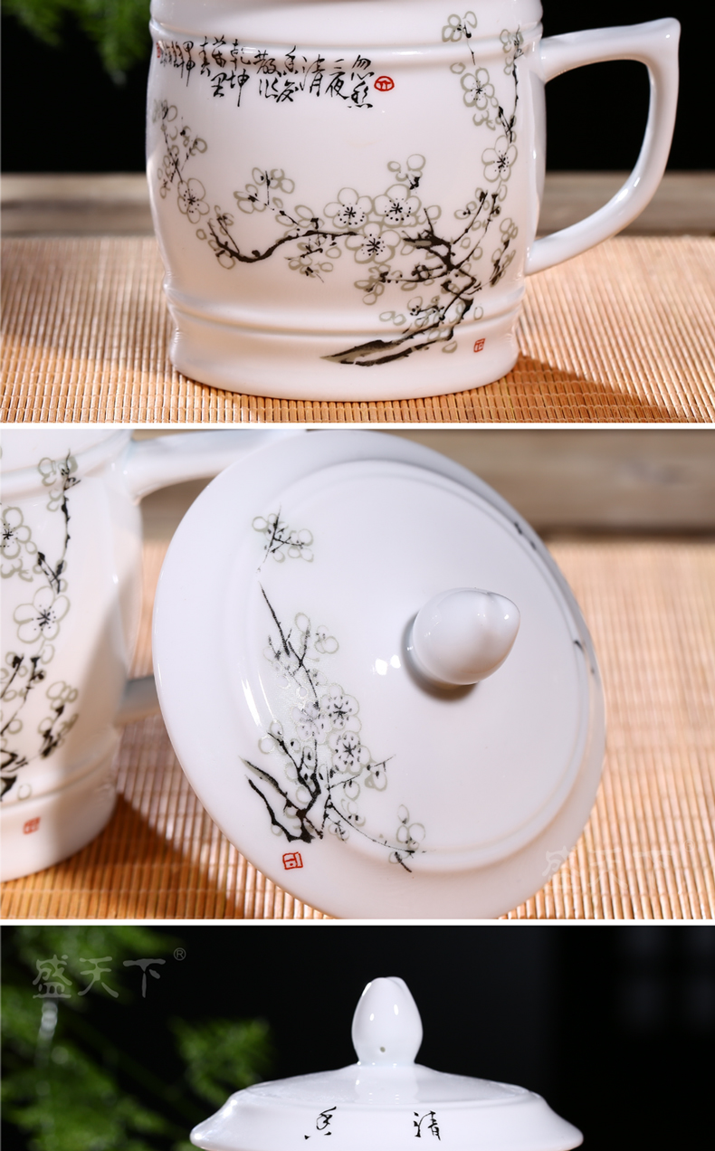 Jingdezhen ceramic cups with cover large ceramic cup office meeting boss make tea cup of individual large cups