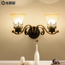  Nordic retro wall lamp Bedroom bedside lamp Villa hotel wall aisle lamp Mirror painting lamp American wrought iron wall lamp