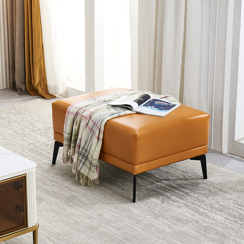 Leather sofa foot stool single square collapse light luxury sofa stool living room household imperial concubine place footstool side pedal