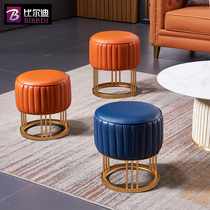 Leather Stool Home Living Room Sitting Mound Tea Table Bench Side Stool Down-to-earth Sofa Small Mound Light Extravagant Footstool Changing Bench Round Stool