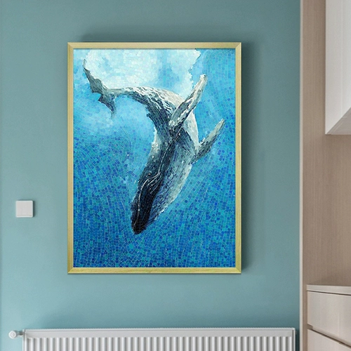 Мозаика ручной работы фона стена Абстрактная кита Голубое море Большой размер