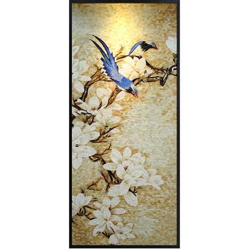 玛雅拼图 Индивидуальная крыльцо, цветок, птица и стеклянная мозаичная головоломка Фоновая наклейка на стенах