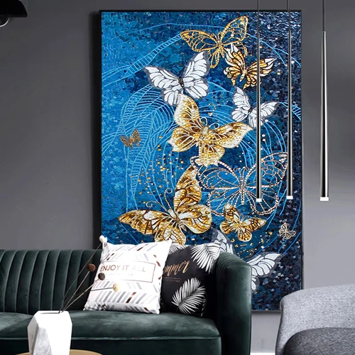 Инкрустация камня, современная мозаика с бабочкой, простой и элегантный дизайн, делается под заказ