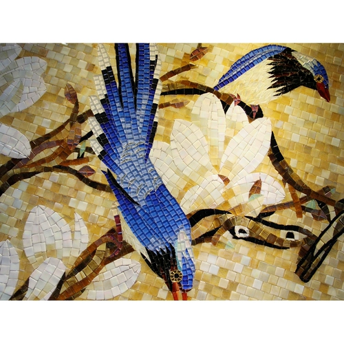 玛雅拼图 Индивидуальная крыльцо, цветок, птица и стеклянная мозаичная головоломка Фоновая наклейка на стенах