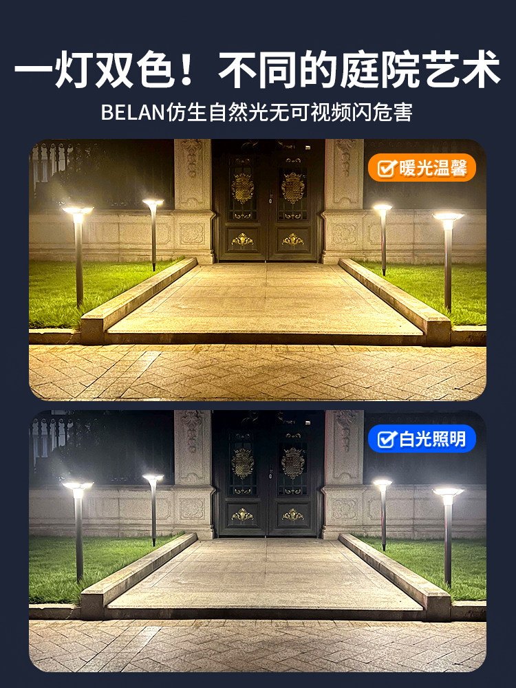 Solar Outdoor Courtyard Lights for Home Use, Waterproof Villa Led Lawn Lights, Garden Fence Ground-Mounted Lawn Lights