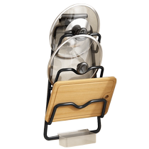 No-punch kitchen pot lid rack cutting board storage rack stainless steel multi-layer wall-mounted with water tray