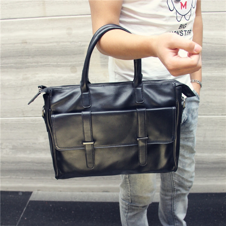 Hong Kong's new men's leather handbag Business Inlan travel bag computer briefcase single shoulder inclined satchel bag