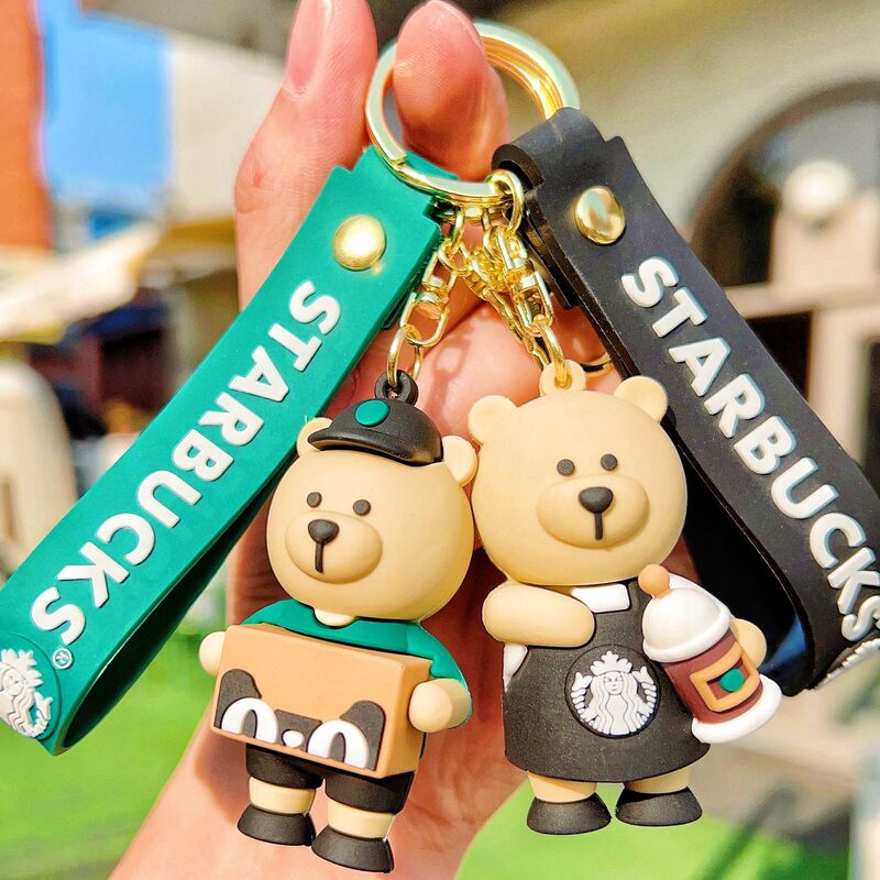 Creative Starbucks Bear Keychain Cartoon Cute Doll Backpack Pendant Exquisite Car Bag Keychain