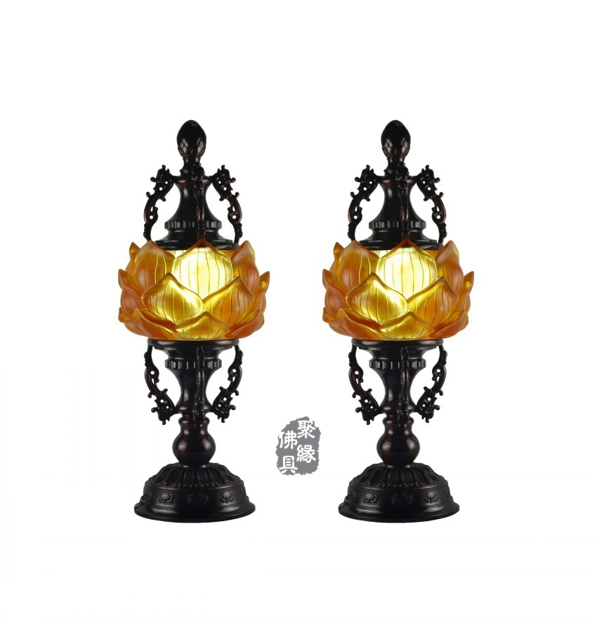 High-end Glazed Buddha Hall For Lanterns for the Treasure Lotus Lamp Pure Bronze Glazed Illustrations Lotus Lamp Long Bright Light Solemn