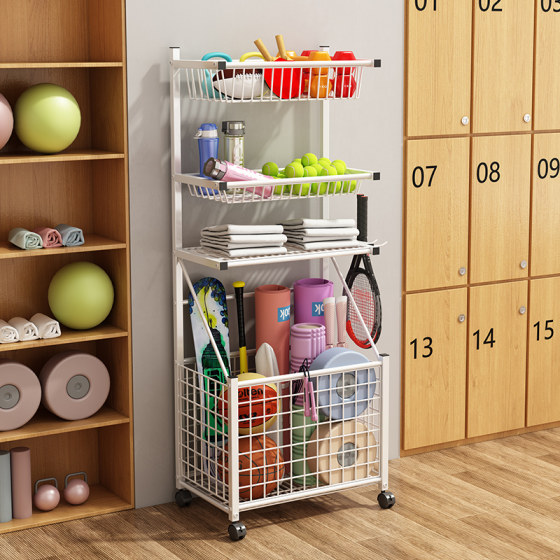 Yoga Mat Storage Rack, Sports Fitness Equipment Storage Rack, Household Wheeled Basketball Rack, Kettlebell Dumbbell Storage Basket