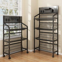 Children's Bookshelf, Floor-Standing Multi-Layer Picture Book Rack, Living Room Book and Magazine Rack, Bay Window Book Storage Rack, Iron Art Bookcase, Wall-Mounted Movable Snack and Toy Organizer, Small Cart with Wheels, Simple Bookshelf