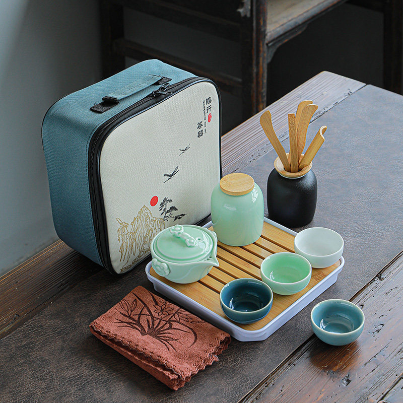 Smilkers set kiln travel ceramic tea set set one pot two cups of fast-cup teapot portable for the whole family custom logo