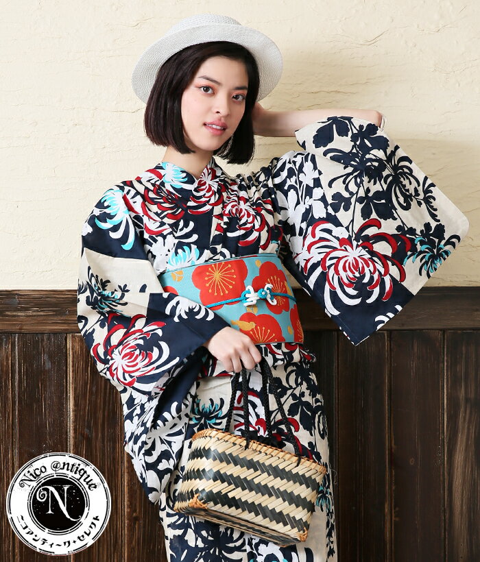 Export Japanese kimono yukata, chrysanthemum cotton, a single piece of clothing for sale, both colors are super beautiful