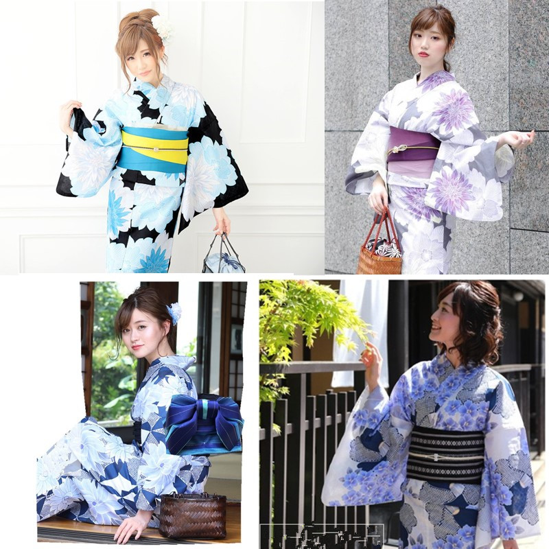 Export Japan Classical flower color All cotton kimono Bathing Suit Purple Yang Flowers Chrysanthemum Peony Vintage Flowers