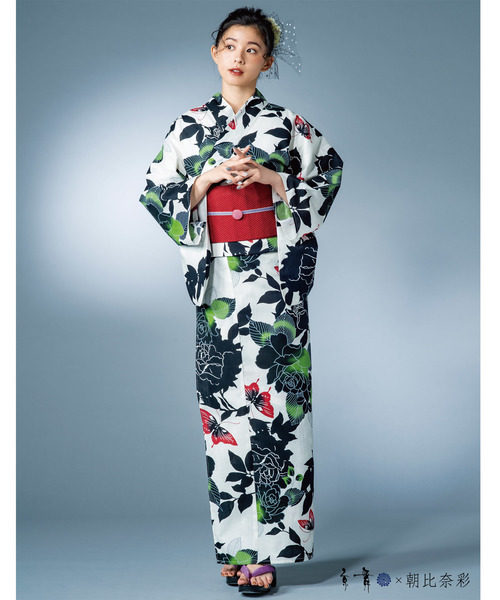 出口日本和服浴衣京舞牽牛花蝴蝶古典花色