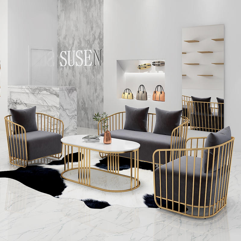 Simple and fashionable sofa combination Nordic metal single and double sofa three people clothing photo studio wrought iron modern sofa chair