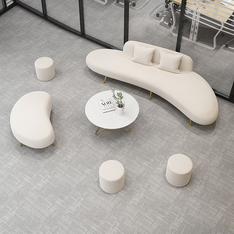 Lobby modern special-shaped sofa coffee table combination clothing beauty salon rest stool homestay curved sofa simple table and chair