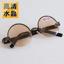 Natural crystal reading glasses round frame mens and womens reading glasses HD comfortable anti-fatigue glass stone glasses