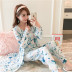 Mùa xuân và mùa thu mùa đông Đồ ngủ dài tay nữ Cotton Bộ đồ Hàn Quốc tươi mới Bộ quần mùa hè Dịch vụ tại nhà Bộ ba mảnh pijama nữ Giống cái
