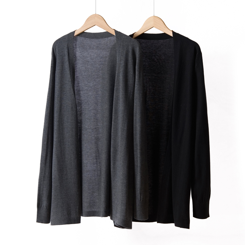 Spring and Summer Fine Wool Knitted Cardigan for Women, Mid-Length Outerwear Sweater, Loose Thin Cashmere Top