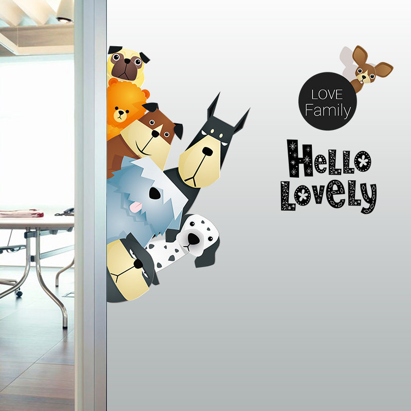 Room Decoration Creative Personality Ins Cute Animal Wall Stickler Self-Adhesive Makeup Room Door Cartoon Waterproof Sticker Wall Sticker