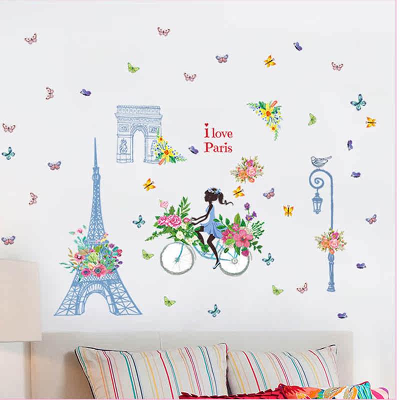 Warm and cute room wall layout decorative stickers creative abstract romantic girls bedroom bedside wall stickers