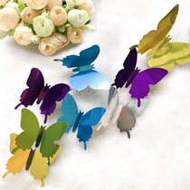 Creative Home Stickers Mirror 3D Solid Butterfly Wall Stickers Shop Window Fridge Restaurant Adornments Cozy Wall Collage
