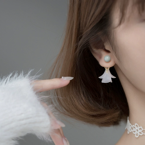 Свежие белые серьги, серебро 925 пробы, в корейском стиле, простой и элегантный дизайн