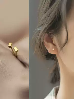 Love Rocky s925 silver Korean fashion simple glossy long square shaped ear needle female temperament small geometric ear jewelry