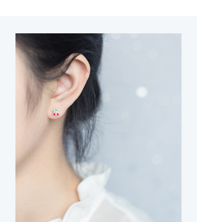 1 Par Plata De Ley 925 Cereza Pendientes display picture 4