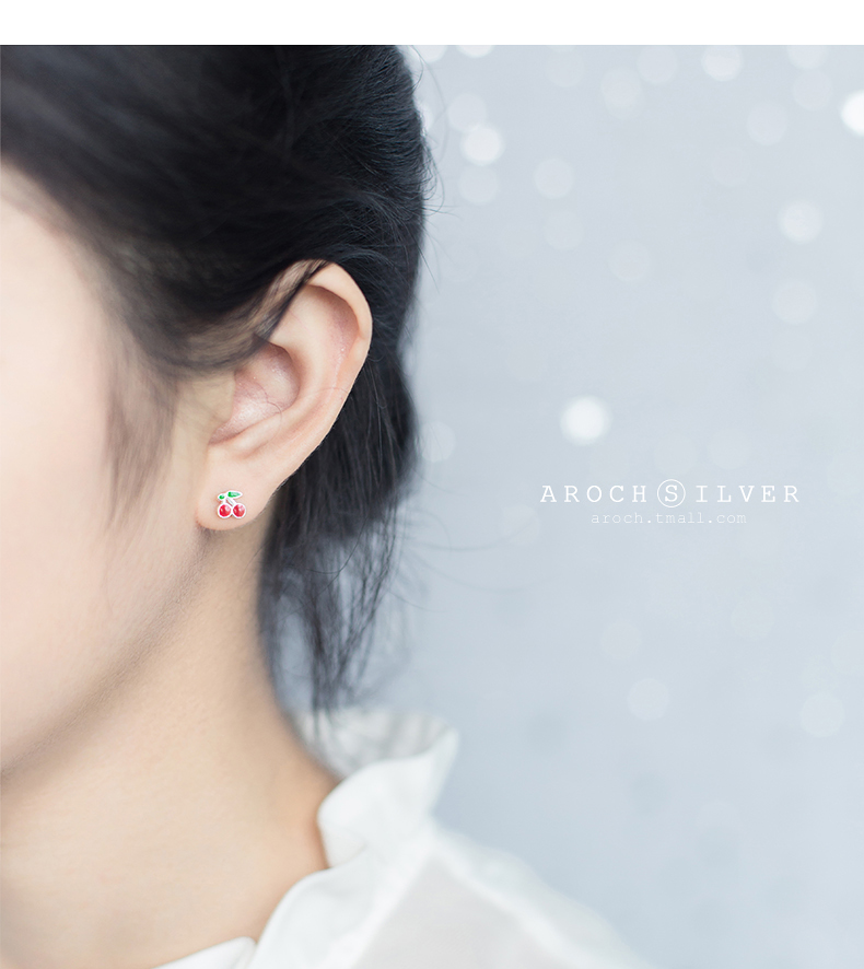 1 Par Plata De Ley 925 Cereza Pendientes display picture 1