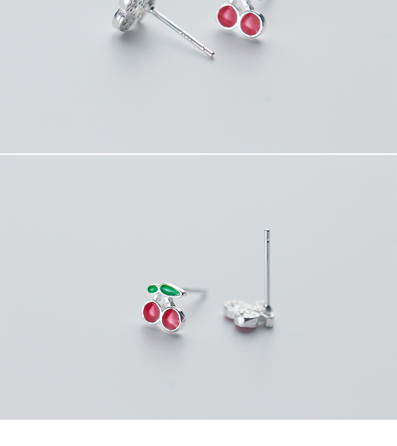 1 Par Plata De Ley 925 Cereza Pendientes display picture 3