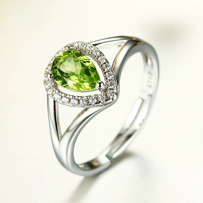 Organic ring with stone, fashionable trend accessory for St. Valentine's Day, with gem, silver 925 sample, Birthday gift
